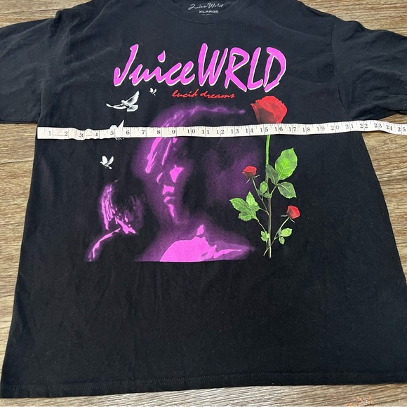 JUICE WRLD Black Lucid Dreams Rose T-Shirt Hip Hop Rap R&B Music Tee - Picture 4 of 8